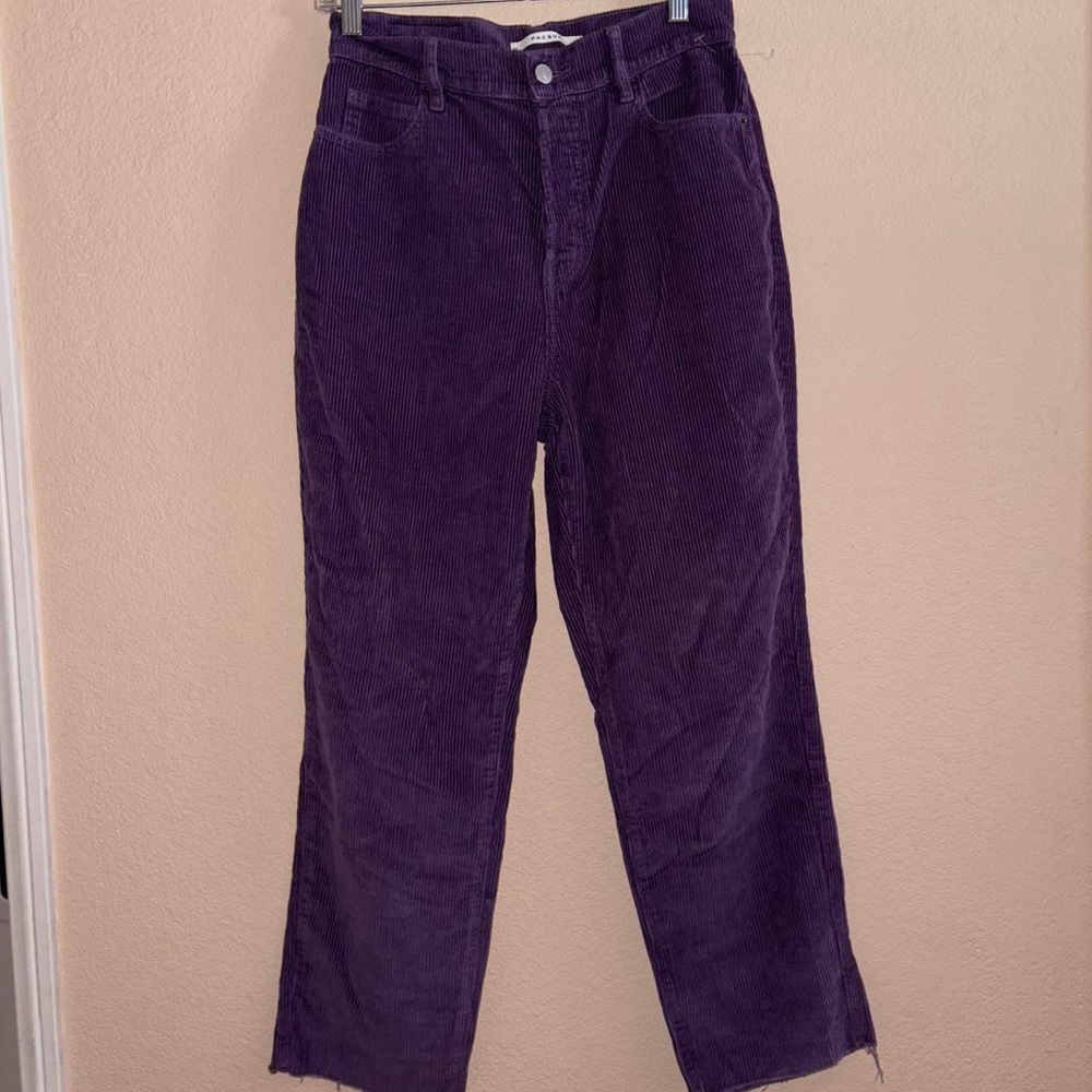 Vibrant purple corduroy straight-leg dad jeans indie streetwear pants streetwear